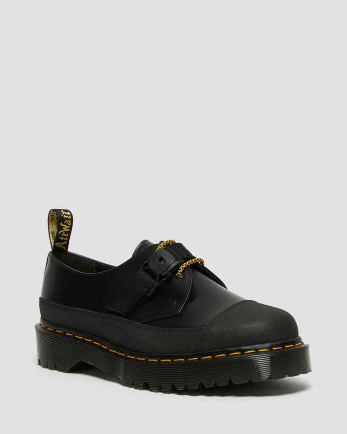Dr Martens Womens 1461 Made In England Bex Tech Smooth Leather Oxfords Black - 56839FBKZ